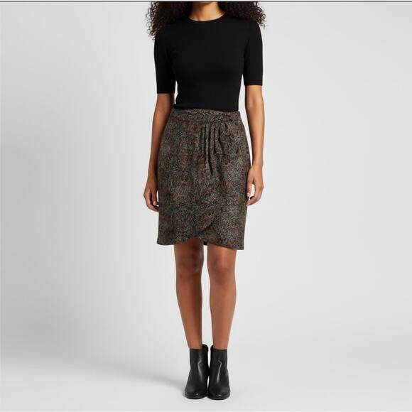MK Michael Kors Metallic Brocade Damask Wrap Skirt - Picture 1 of 10